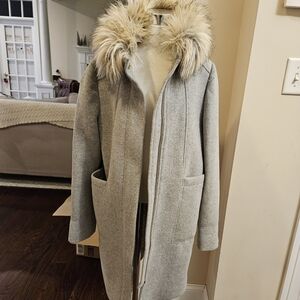 Crewcuts Gray Fur-Trimmed Trench Coat